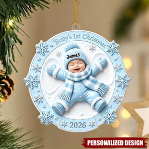 Baby First Christmas Snow Angel - Personalized Acrylic Ornament
