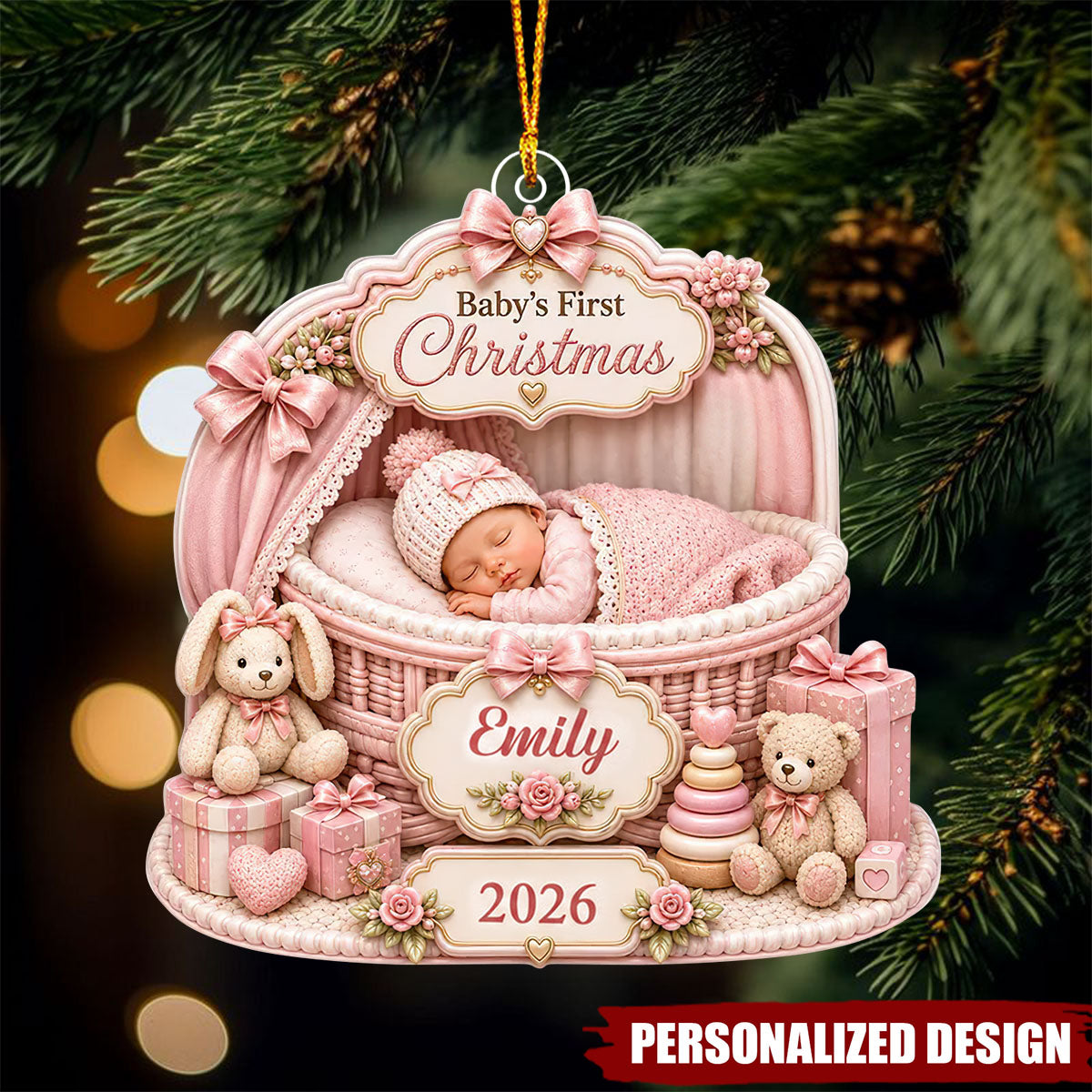 Baby's First Christmas Custom Baby Name - Personalized Acrylic Ornament