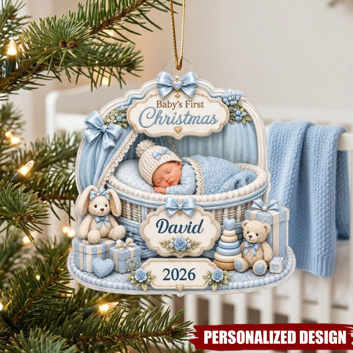Baby's First Christmas Custom Baby Name - Personalized Acrylic Ornament
