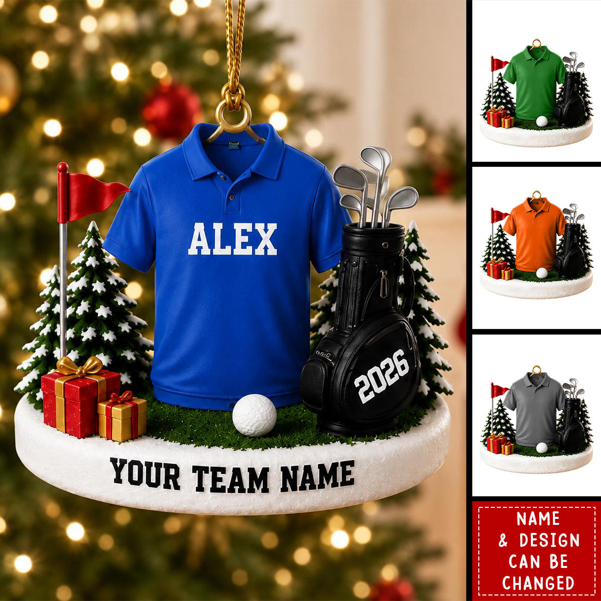 Personalized Golf Ornament, Custom Golfer Christmas Ornament