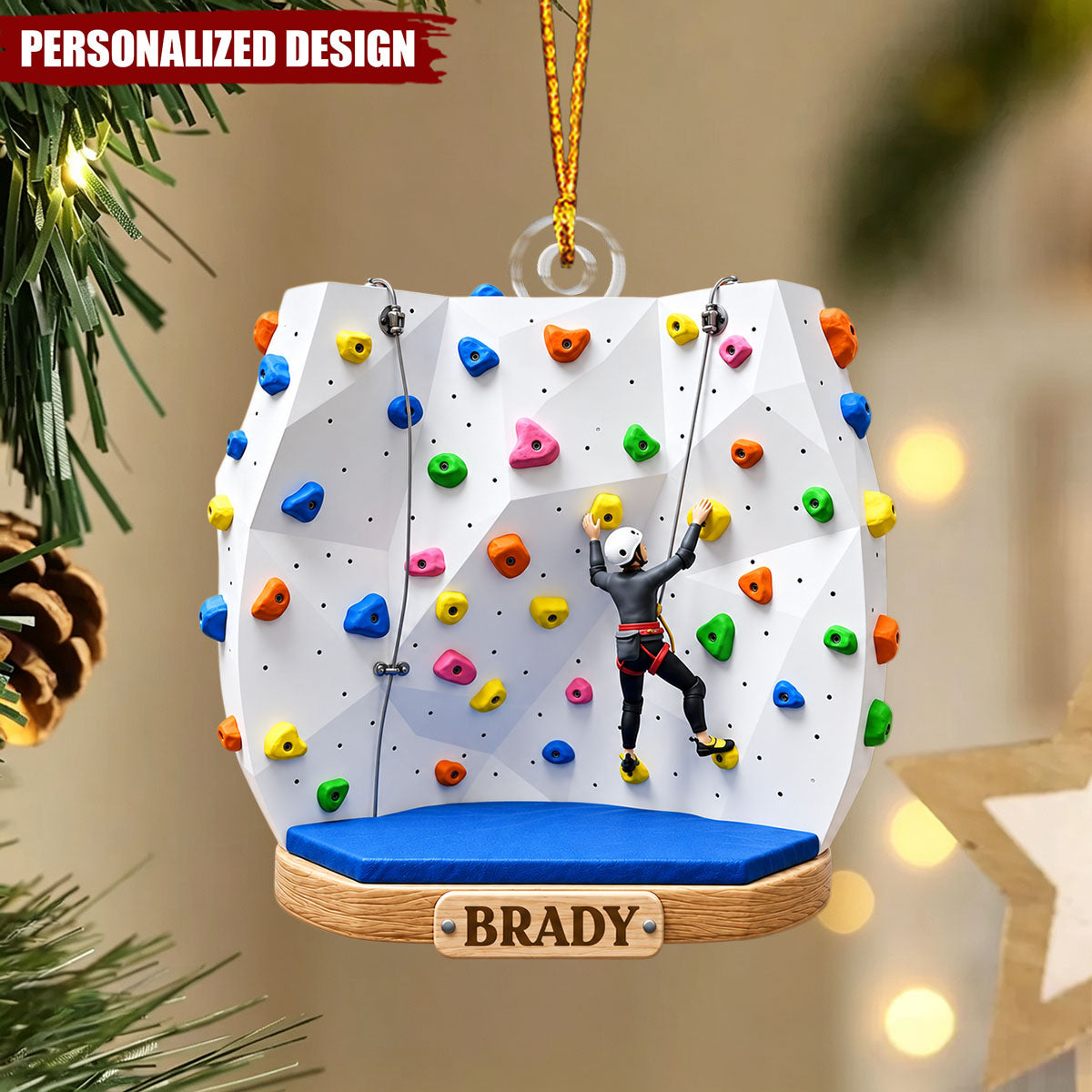 Personalized Indoor Rock Climber Ornament, Climbing Workout Christmas Ornaments