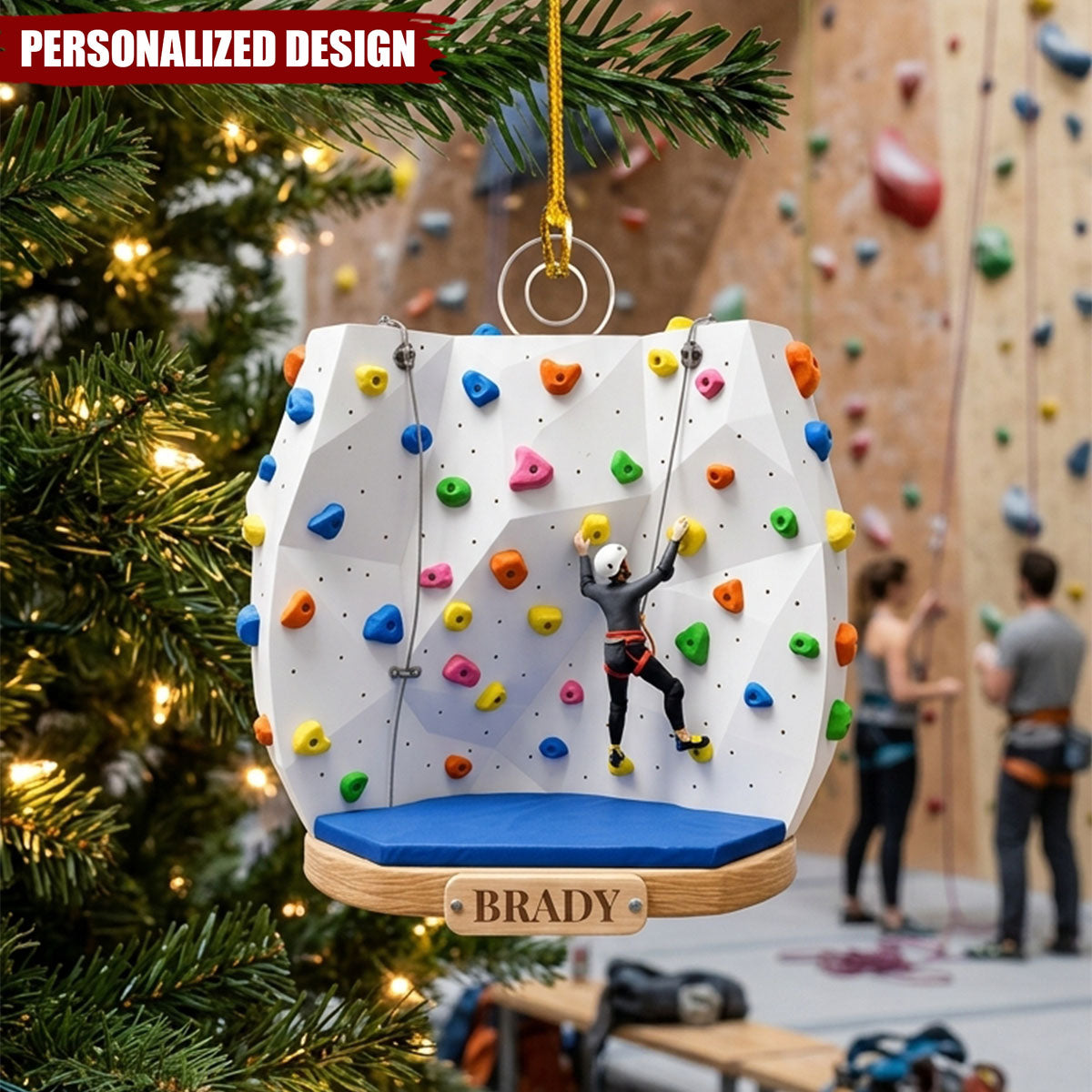 Personalized Indoor Rock Climber Ornament, Climbing Workout Christmas Ornaments
