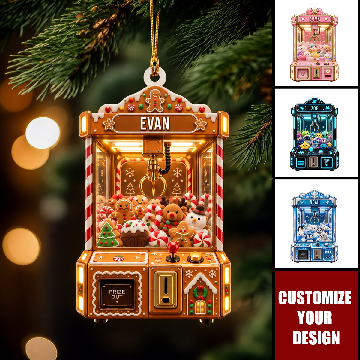 Personalized Plush Toy Vending Machine Ornament, Christmas Tree Decor Ornament Gift