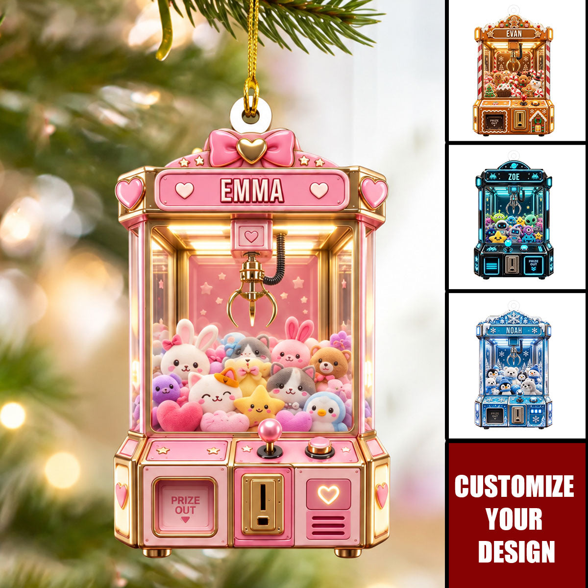 Personalized Plush Toy Vending Machine Ornament, Christmas Tree Decor Ornament Gift