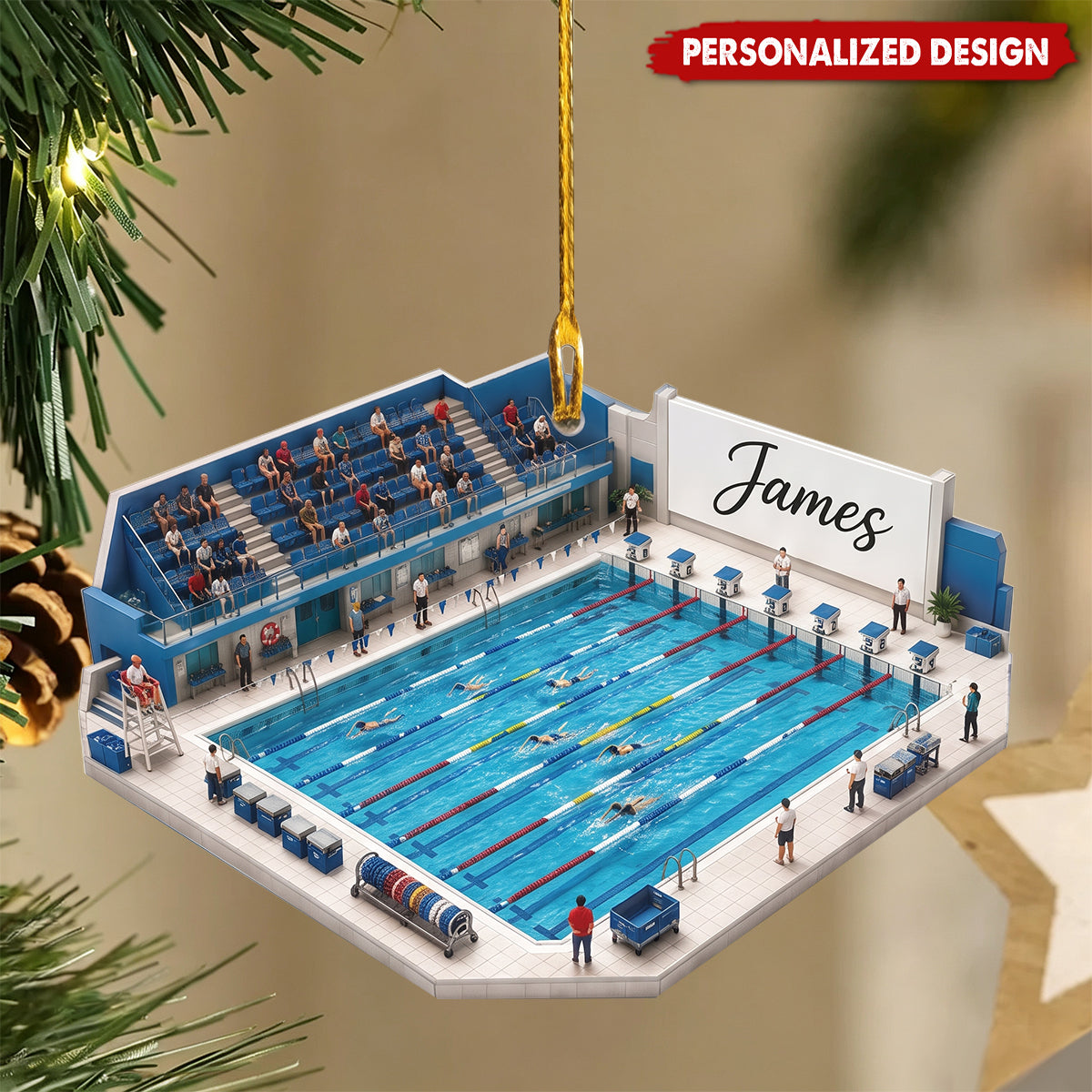 Personalized Swimming Ornaments, Custom Swimming Gifts