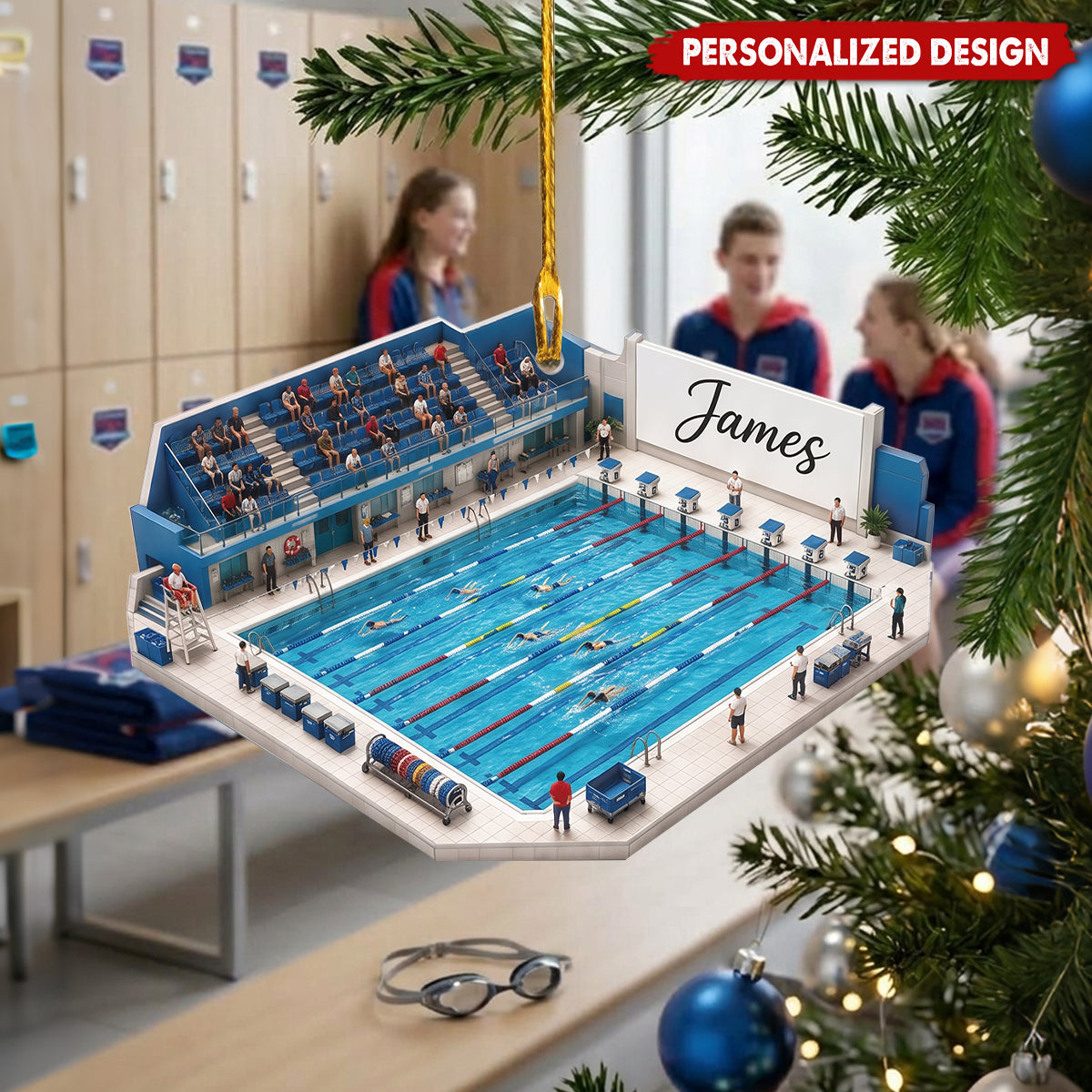 Personalized Swimming Ornaments, Custom Swimming Gifts
