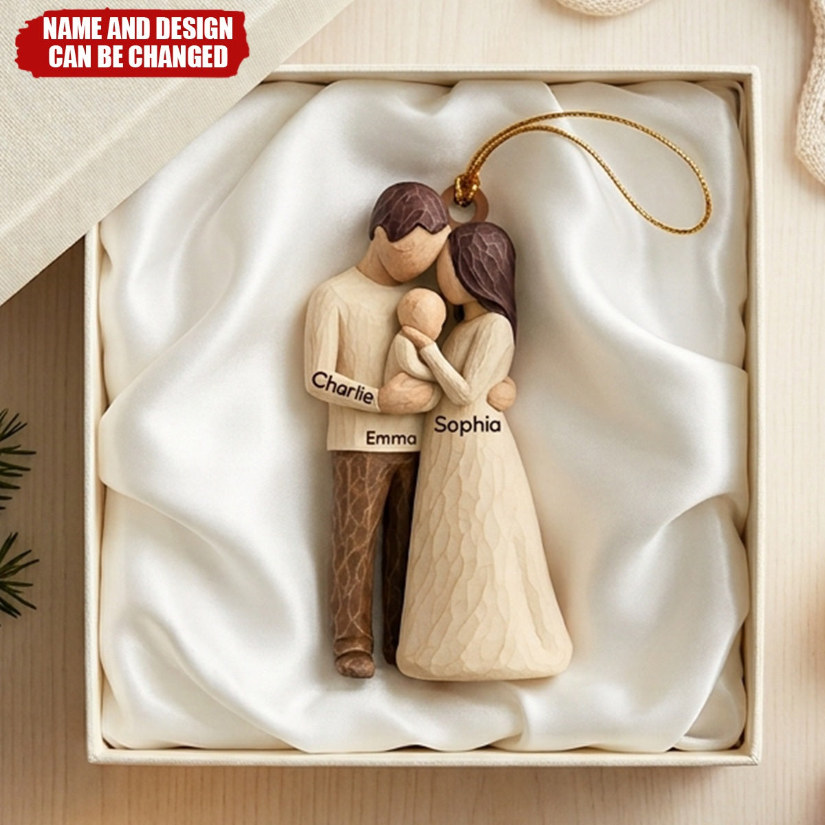 Our First Christmas As Family Of Three Custom Year - Christmas Tree Keepsake For New Parents