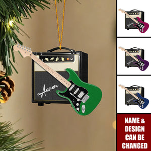 Custom Guitar Christmas Ornament, Christmas Guitar Player Ornament