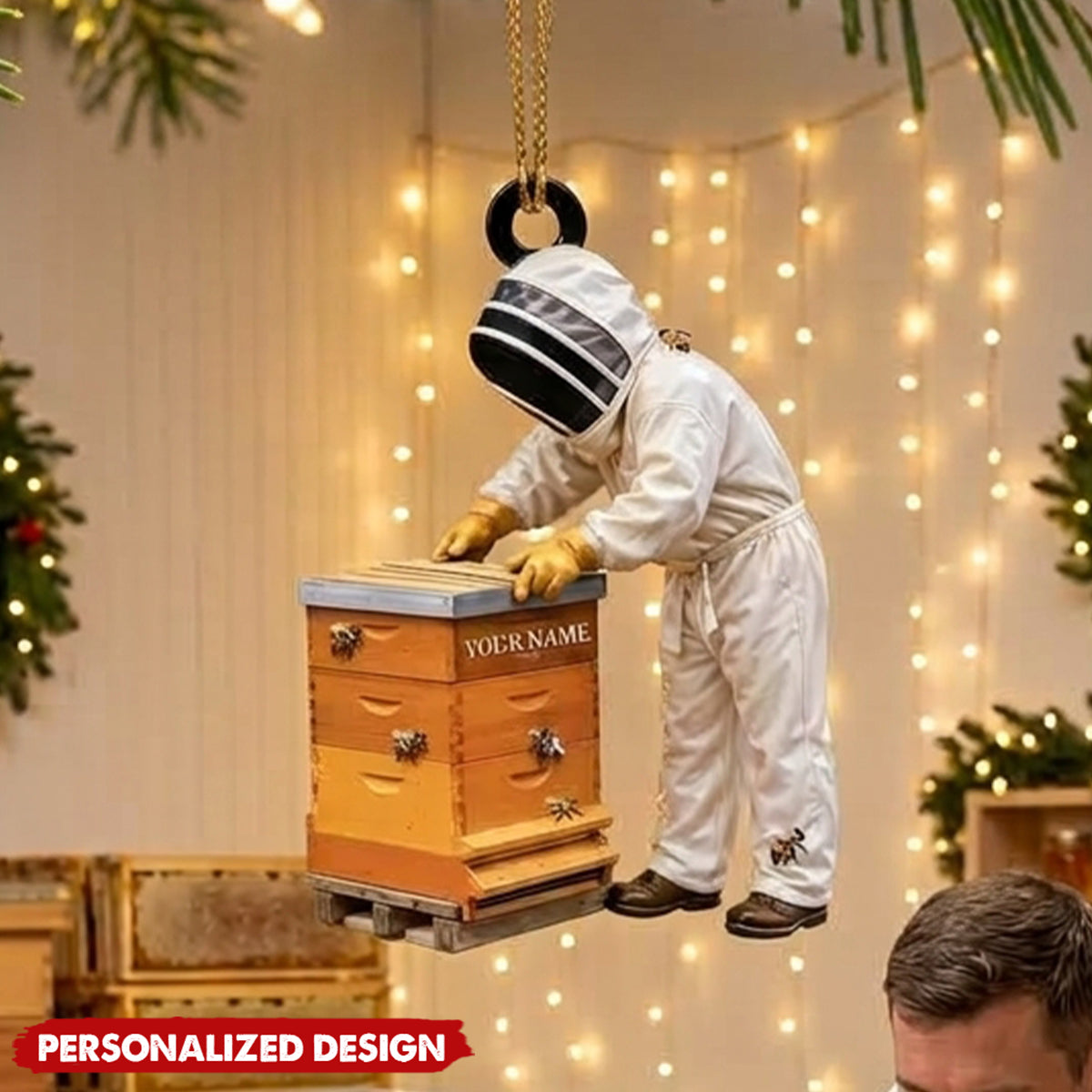 Personalized Beekeeper Ornament, Honeybee Gift