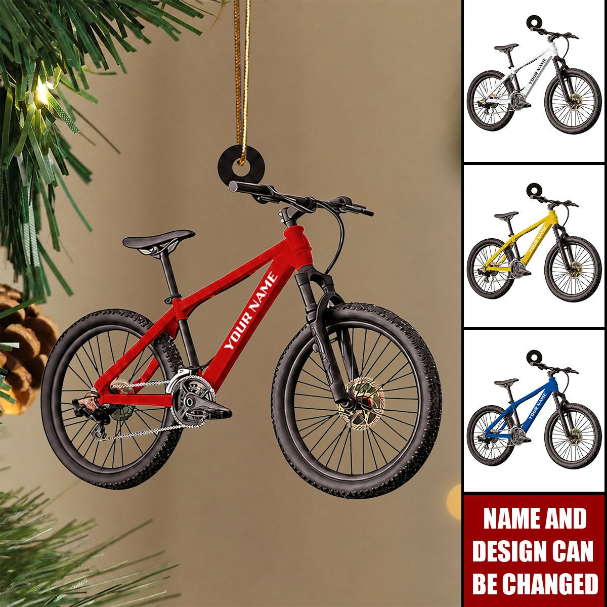 Personalized Bicycle Christmas Ornaments, Cycling Acrylic Ornament