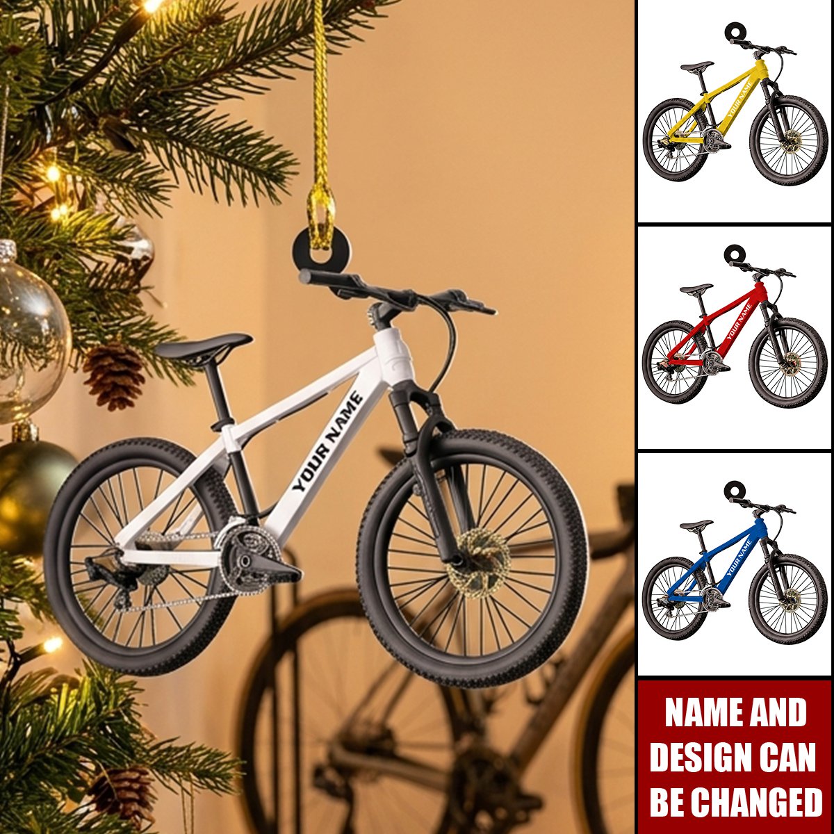 Personalized Bicycle Christmas Ornaments, Cycling Acrylic Ornament