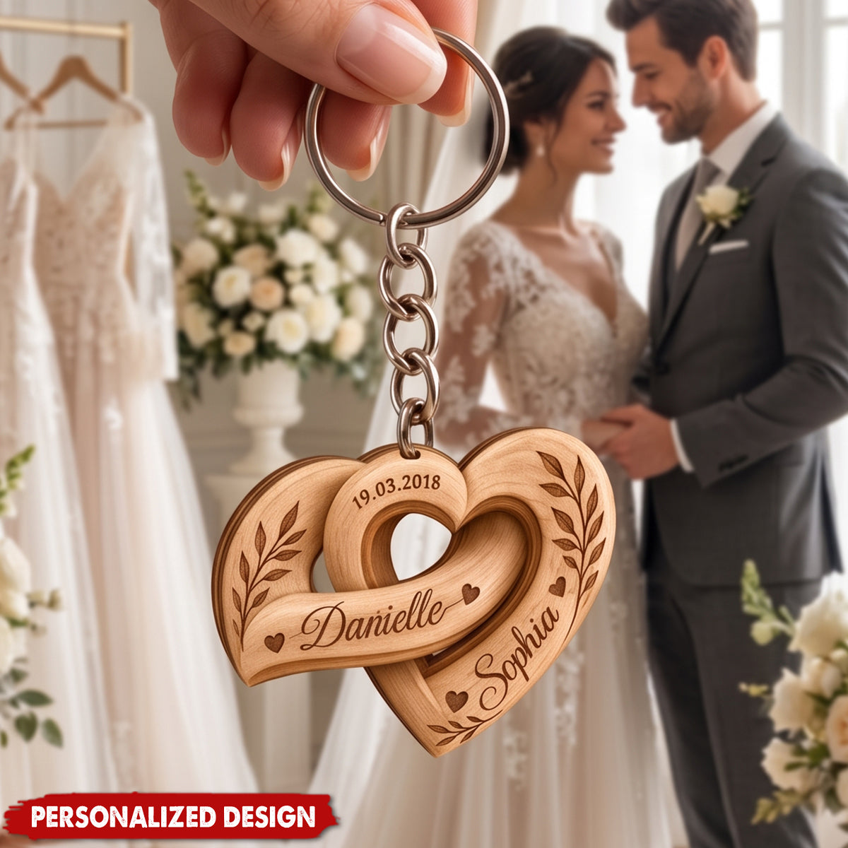 Personalized Heart-Shaped Acrylic Keychains for Couples, Custom Name Keychains