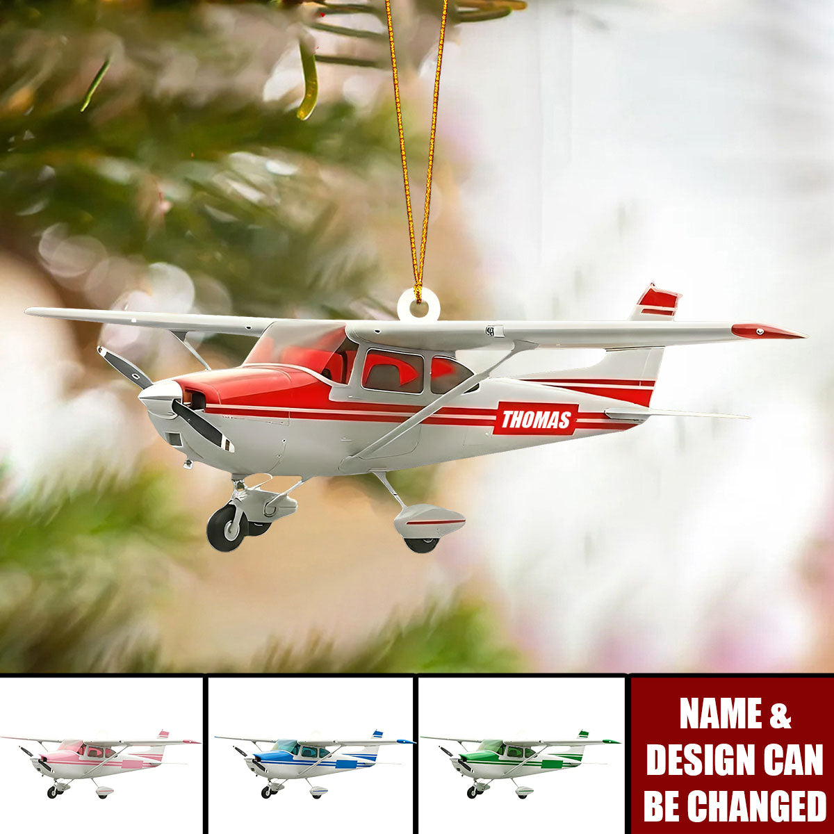Personalized Plane Ornament, Custom Pilot Gift