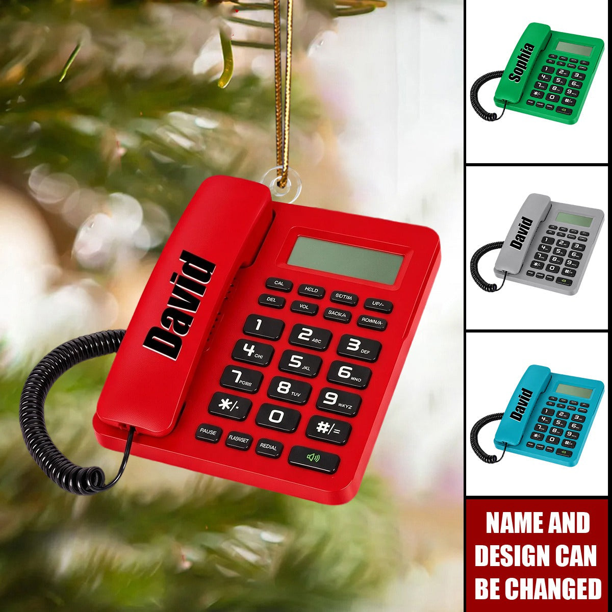 Personalized Vintage Telephone Ornament, Retro Telephone Ornament