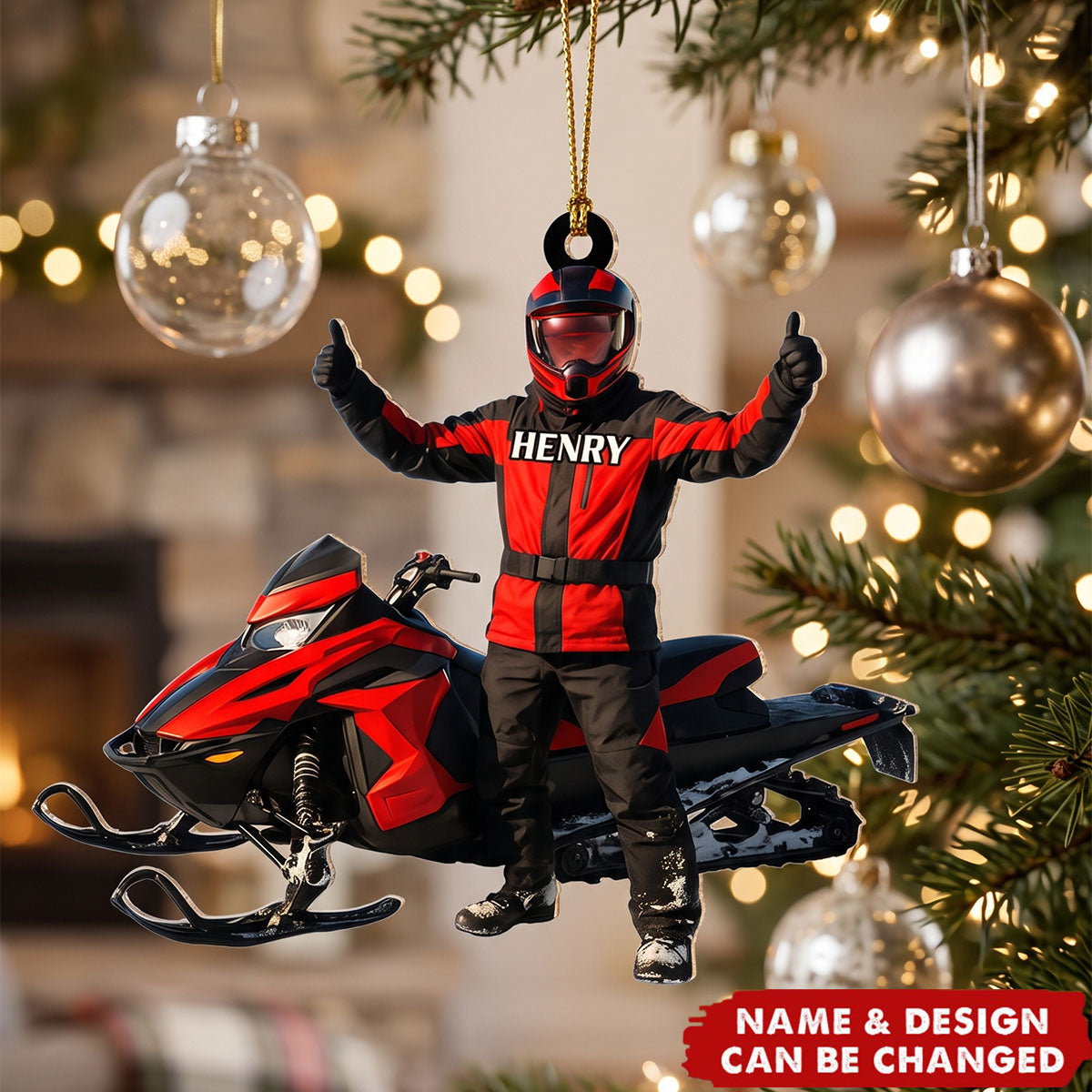 Personalized Funny Snowmobile Ornament: Custom Acrylic Winter Sports Decoration