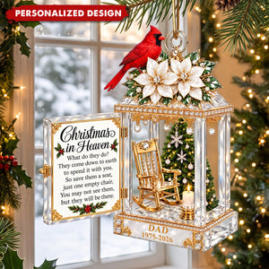 Cardinal Lantern Christmas In Heaven Crystal Effect - Personalized Acrylic Ornament