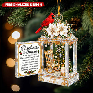 Cardinal Lantern Christmas In Heaven Crystal Effect - Personalized Acrylic Ornament
