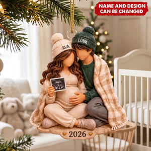 Personalized Pregnancy Christmas Ornament, Gift For Loving Couple Undergoing An Ultrasound