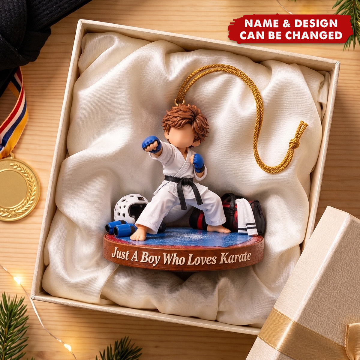 Karate Boy Acrylic Ornament, Christmas Ornament For Karate Enthusiast