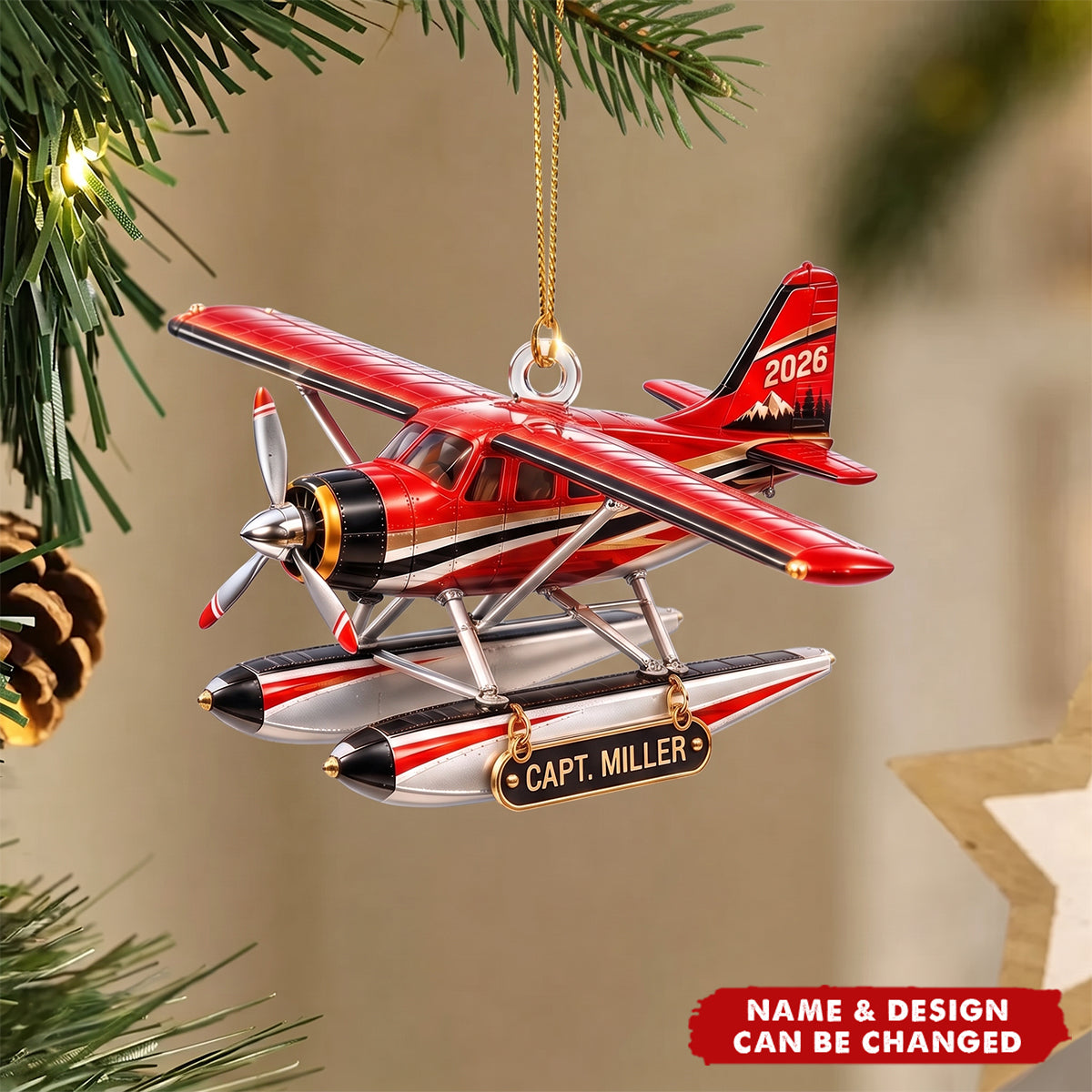 Personalized Pilot Plane Ornament: Custom Name Aircraft Keepsake