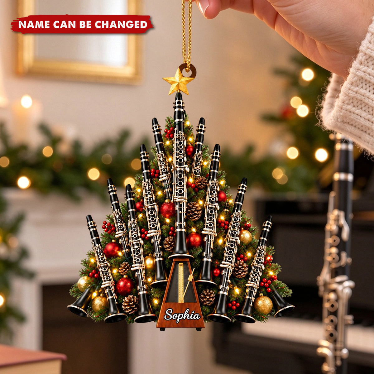 Personalized Clarinet Ornament, Custom Name Band Musician Gift