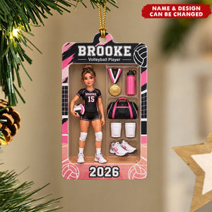 Personalized Volleyball Player Ornament, Custom Name Volleyball Girl Christmas Gift