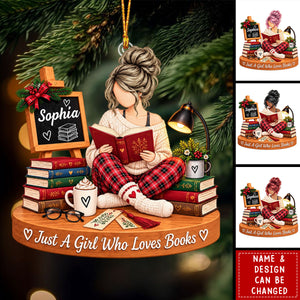 Book Lover Christmas Ornament, Personalized Reader Gift