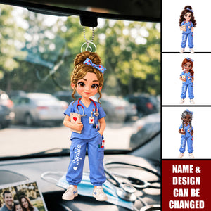 Personalized Nurse Car Ornament, Custom RN Christmas Gift For Her
