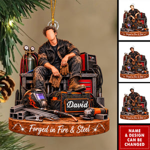 Personalized Welder Christmas Ornament, Custom Name Welding Worker Gift