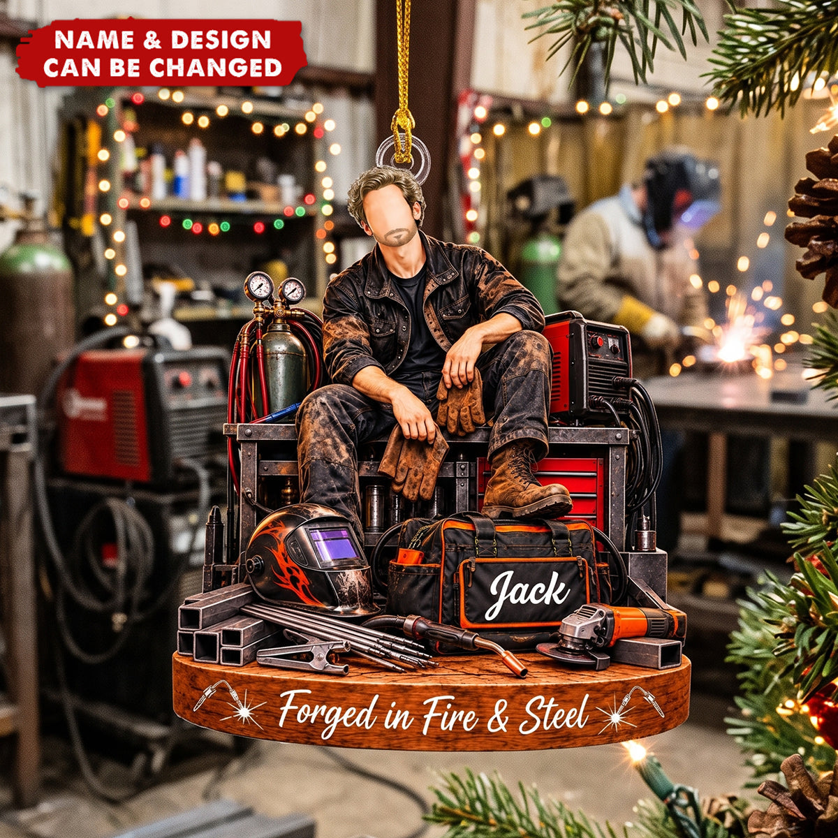 Personalized Welder Christmas Ornament, Custom Name Welding Worker Gift