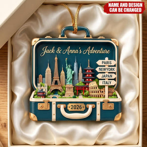 Custom Travel Adventure Suitcase - Personalized Acrylic Ornament