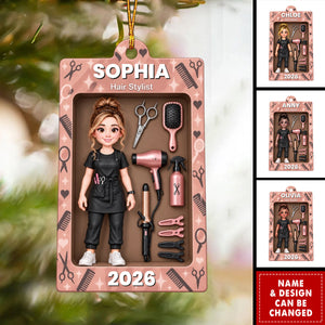 Personalized Hair Stylist Ornament, Custom Name Hairdresser Christmas Gift For Her