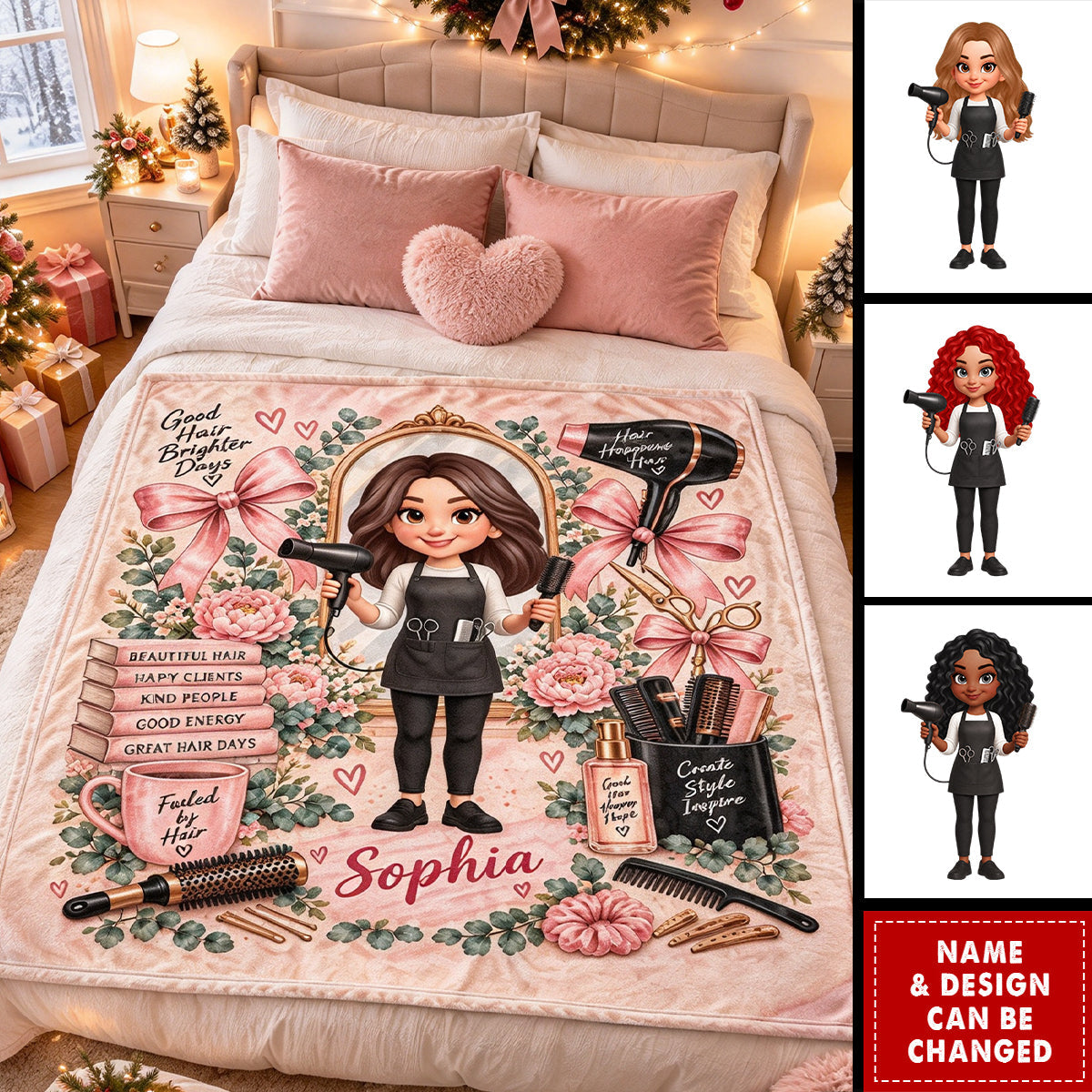 Beautiful Hairdresser - Personalized Fleece Blanket Christmas Gift For Girl