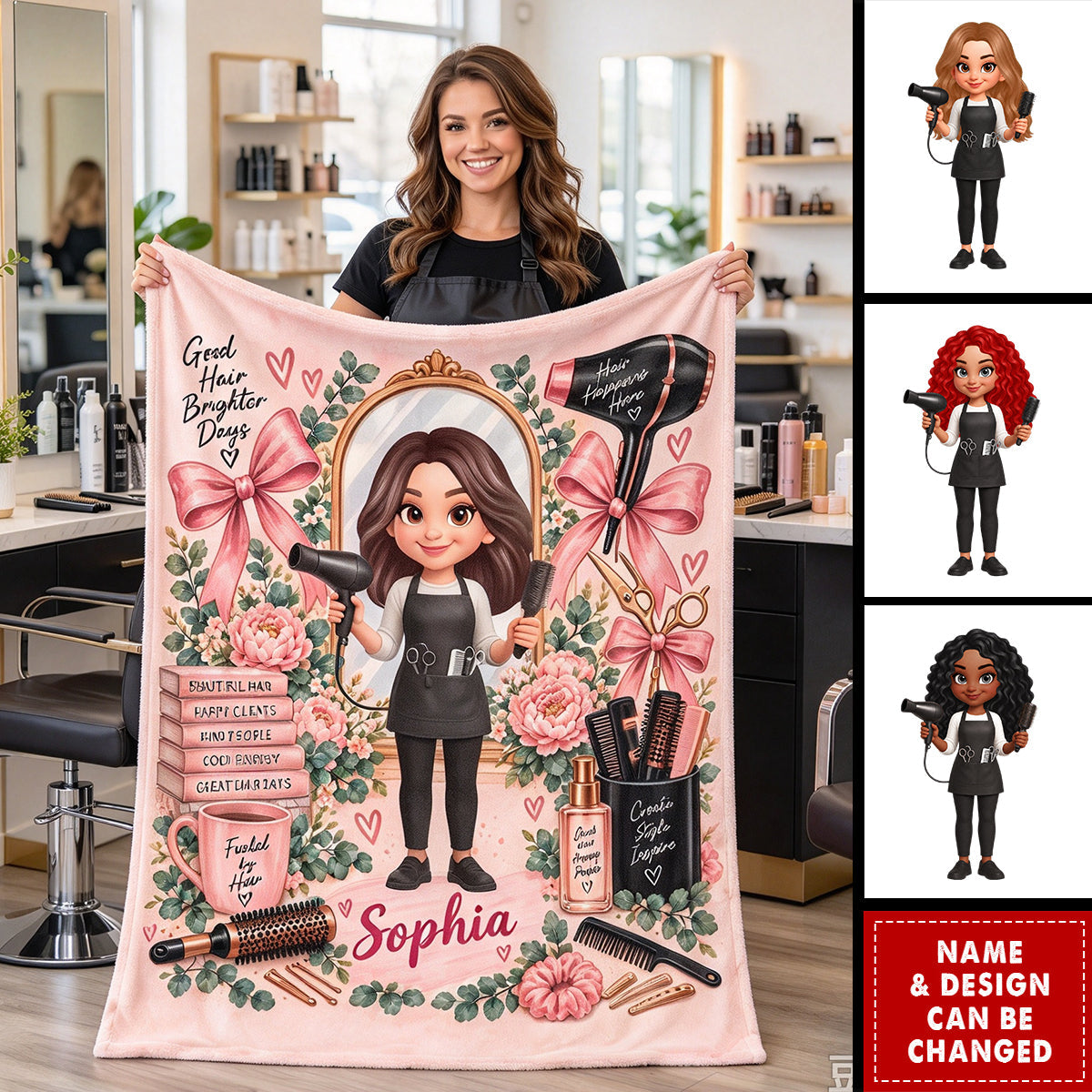 Beautiful Hairdresser - Personalized Fleece Blanket Christmas Gift For Girl