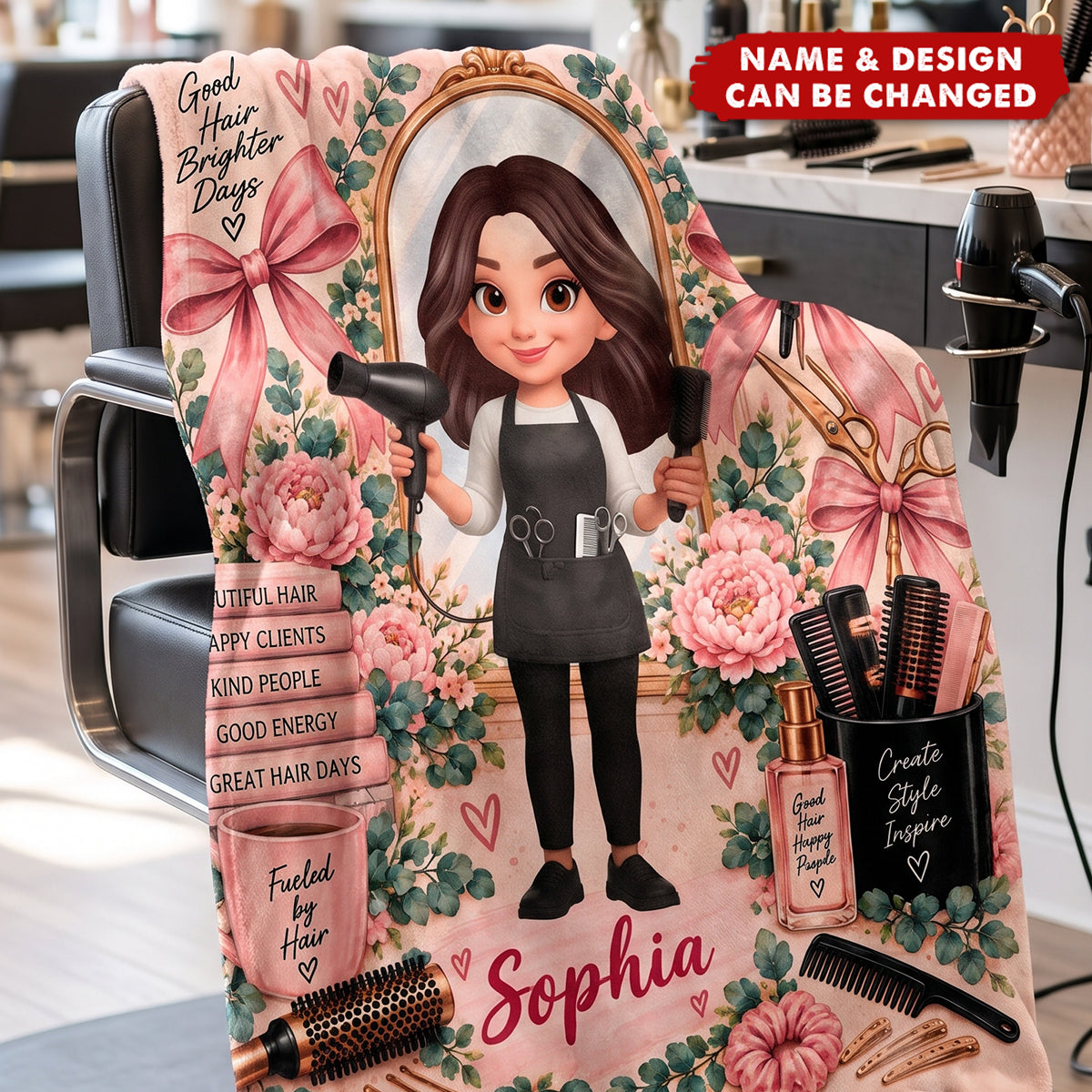 Beautiful Hairdresser - Personalized Fleece Blanket Christmas Gift For Girl