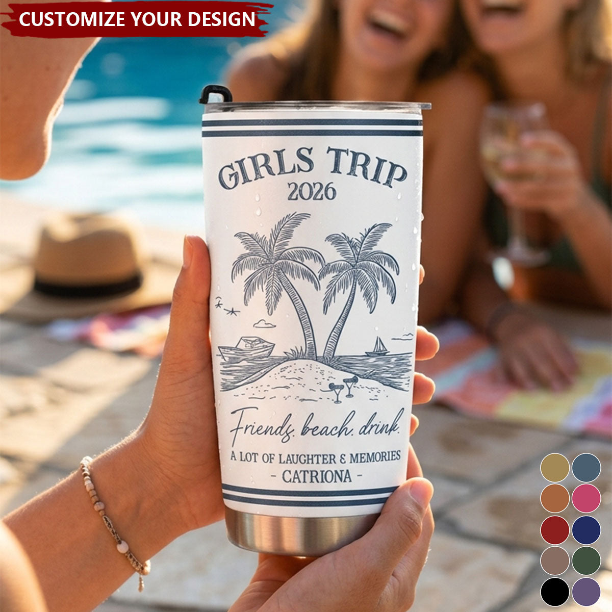 Girls Trip Summer Time - Personalized Tumbler