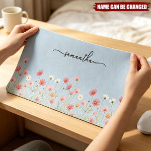 Custom Birth Flower & Name For Her, Coworkers, Friends, Teacher - Personalized Desk Mat