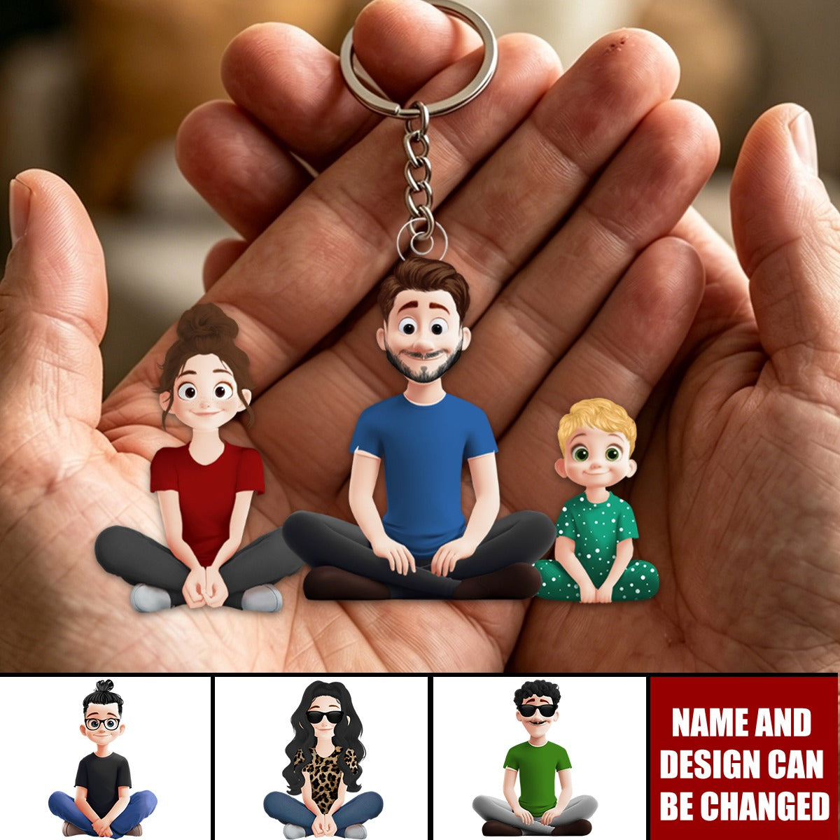 Father's Day Gifts, Dad & His Children Dad Gifts - Personalized Keychain