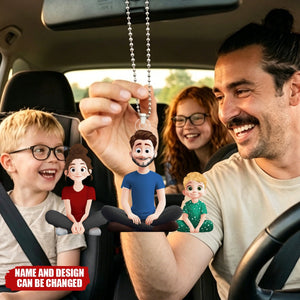 Father's Day Gifts, Dad & His Children Dad Gifts - Personalized Car Hanger