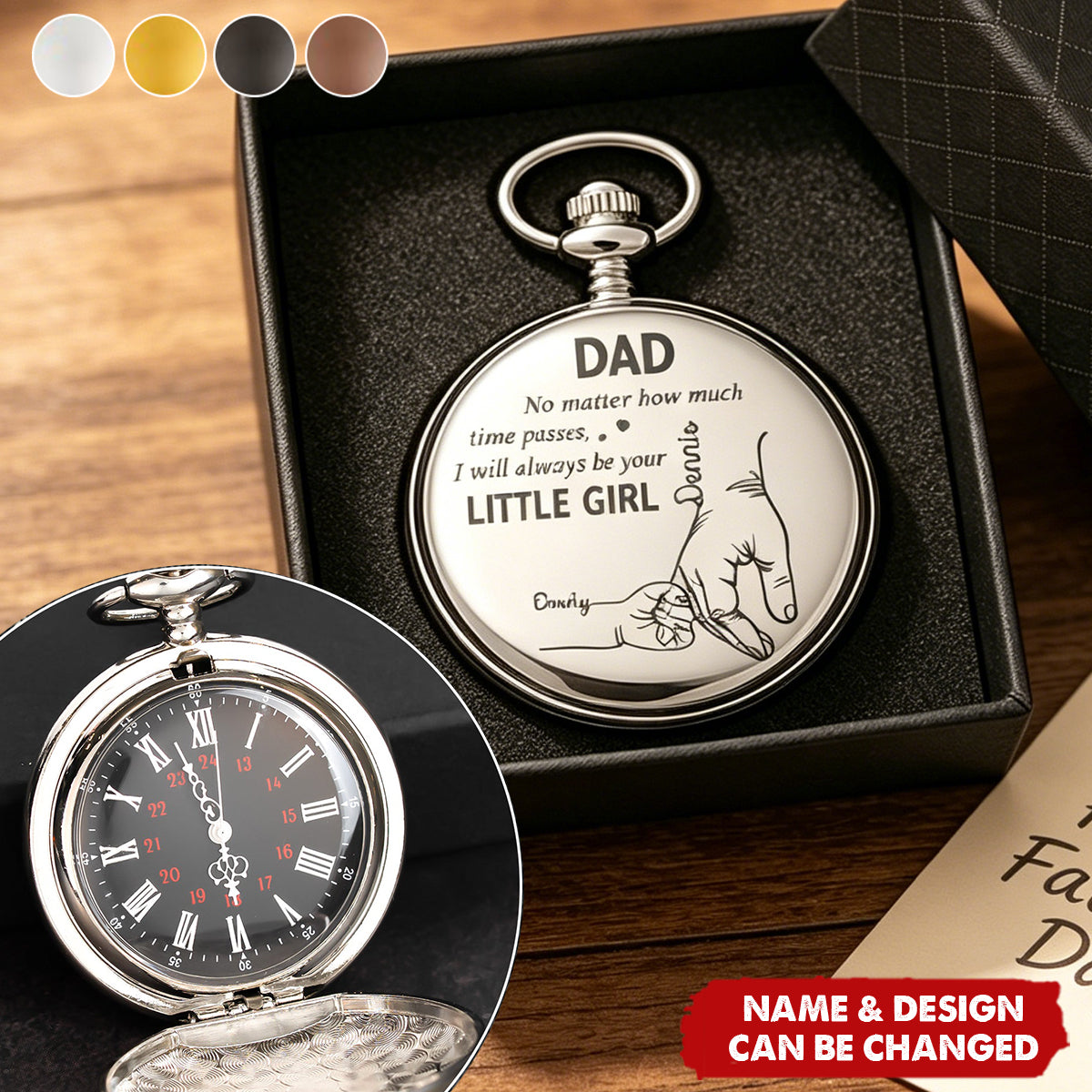 Father's Day Gifts, How Much Time Passes, I Will Always Be Your Little Girl - Personalized Pocket Watch - Gift For Dad