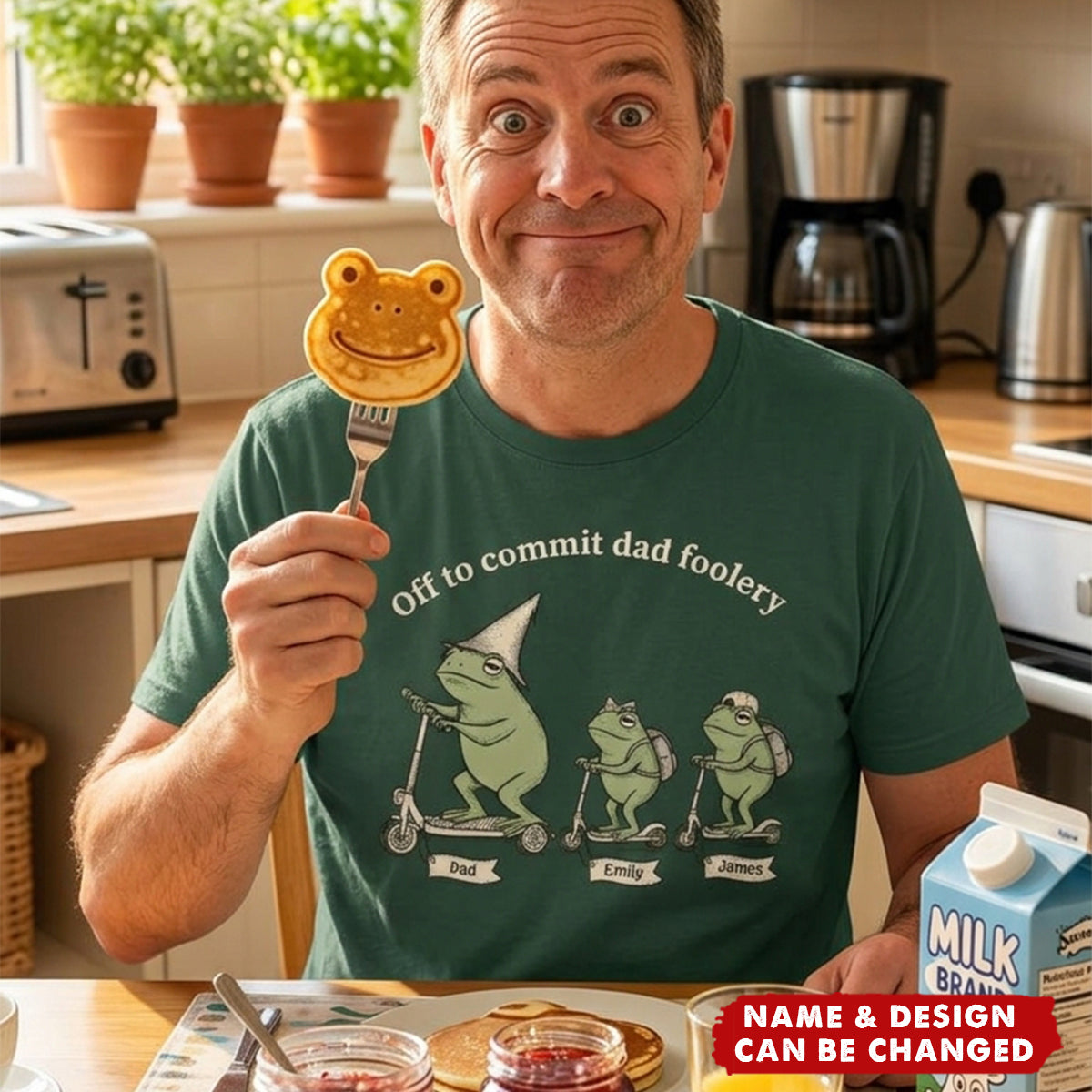Off To Commit Dad Foolery Cottagecore Frogs - Personalized Shirt - Funny Father's Day Shirt For Husband, Dad
