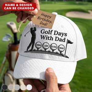 Custom Hat, All Over Print Classic Cap - Personalized Birthday Golf Gifts For Dad, Grandpa - Golf Days With Dad