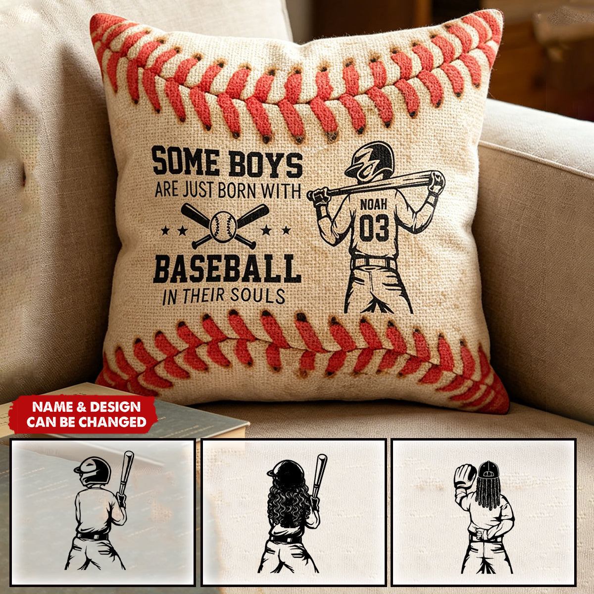 Some Boys Are Just Born With Baseball In Their Souls - Personalized Pillow Cover