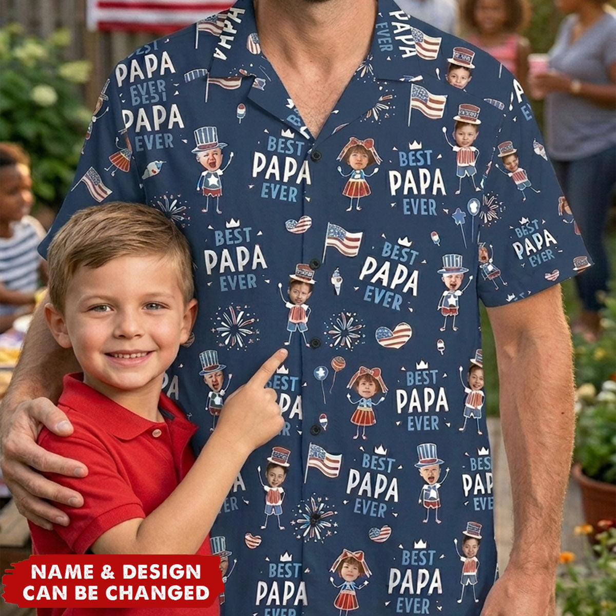 Father's Day Gifts, Best Dad Ever USA Flag - Personalized Hawaiian Shirt