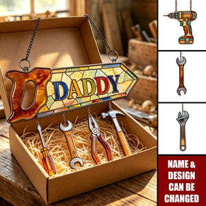 Daddy's Tool Kid Suncatcher Ornament - Personalized Gifts For Dad