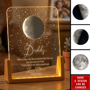 Father's Day Gifts, Custom Moon Phase By Date Gift For Dad Father's Day Keepsake - Personalized Night Light