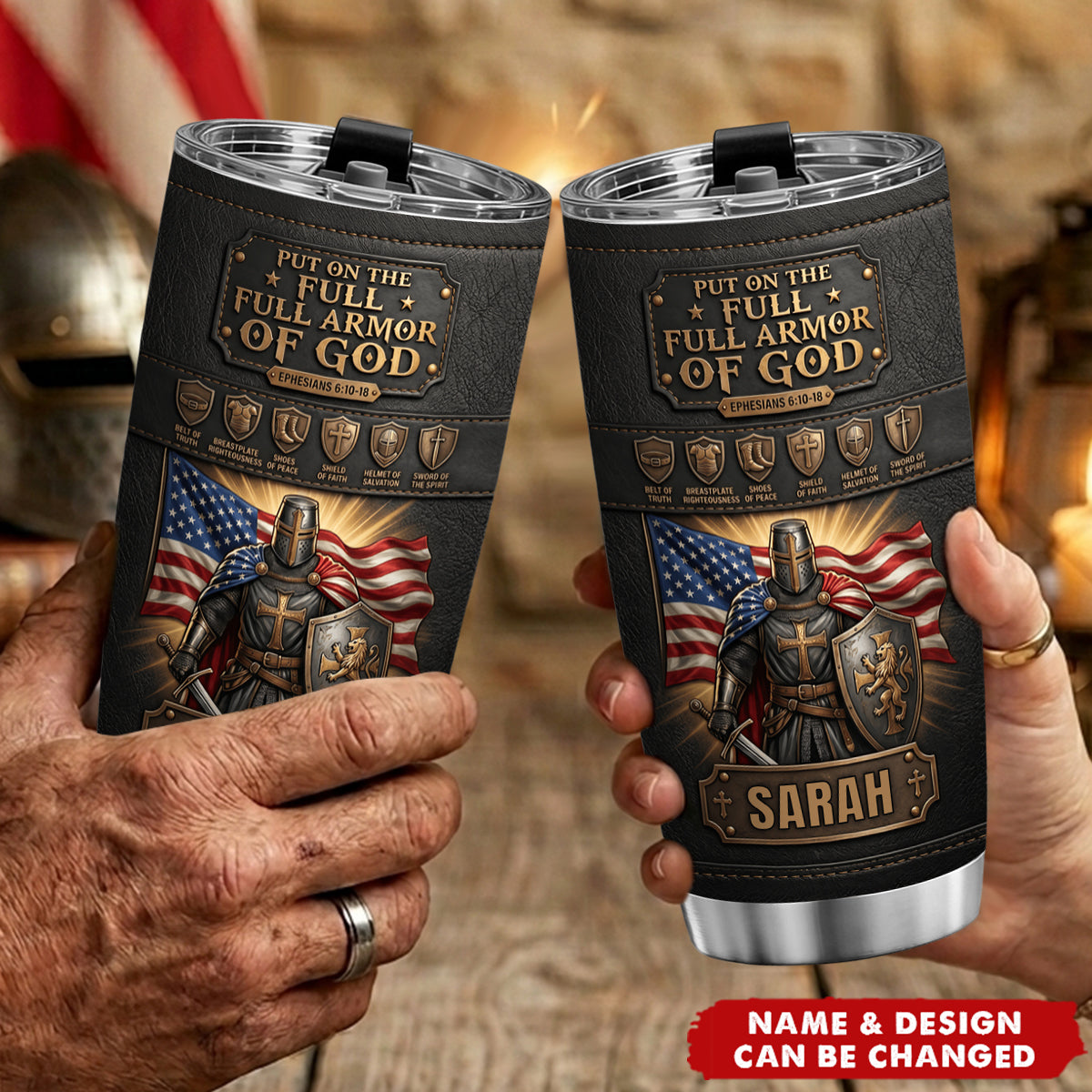 USA Armor Of God 20oz Tumbler - Personalized Gifts For Patriots