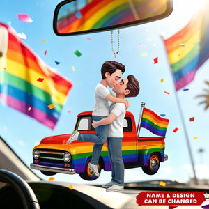 LGBT+ Couple Forever Love Wins - Personalized Car Hanger - Gift For Couple, Happy Pride Month