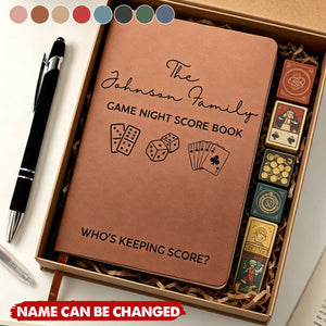 Game Night Score Book For Family, Couples, Grandparents, Board Game Lover - Personalized Leather Journal