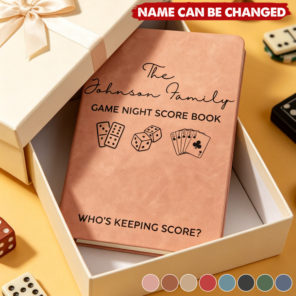 Game Night Score Book For Family, Couples, Grandparents, Board Game Lover - Personalized Leather Journal